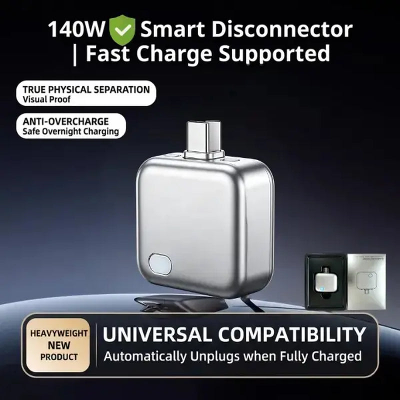 140W Auto Self-Eject Charger, Smart Auto-Stop Charging Accessory for Phones Laptops Tablets